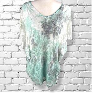 Y2K 2000s Lace Top Womens Size Large Rhinestone Fairy Pastel Coquette Flowy